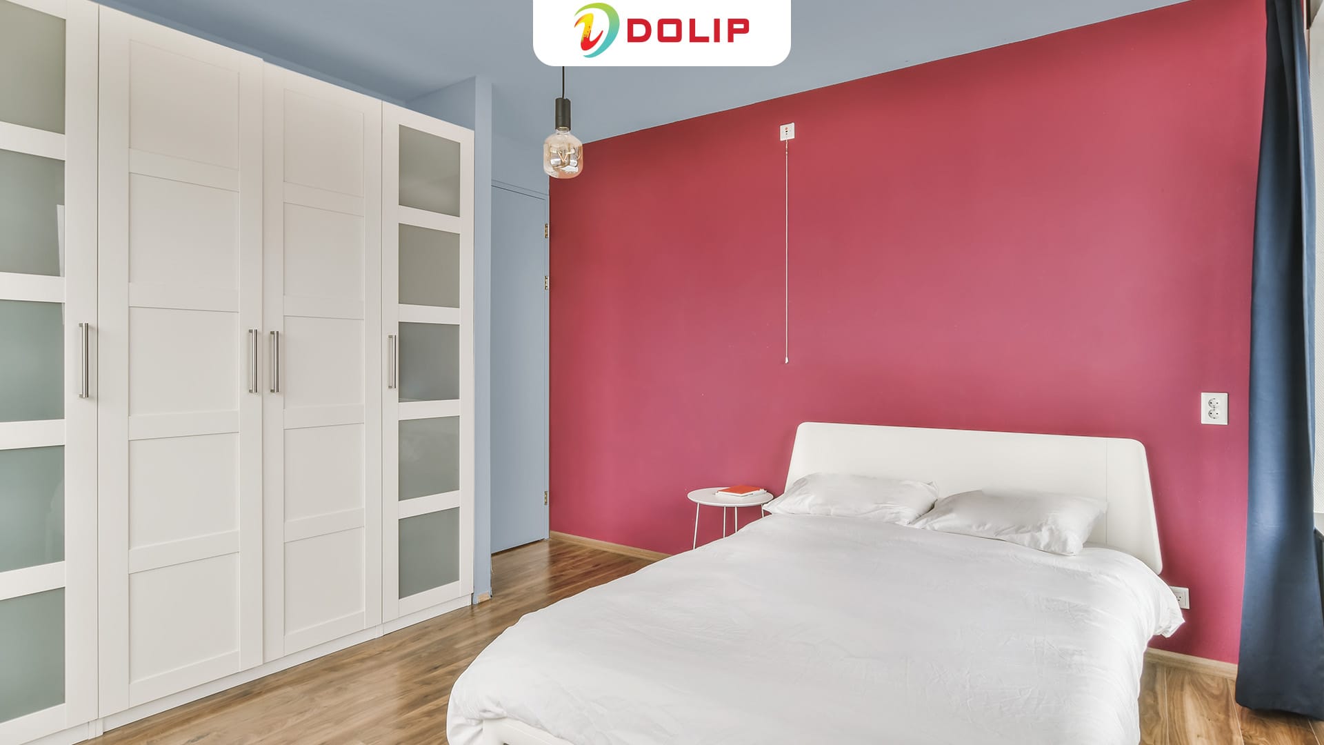 Hồng đậm kết hợp cùng xanh biển cho không gian phòng ngủ thu hút - AP93 - 3 + AP80 - 4