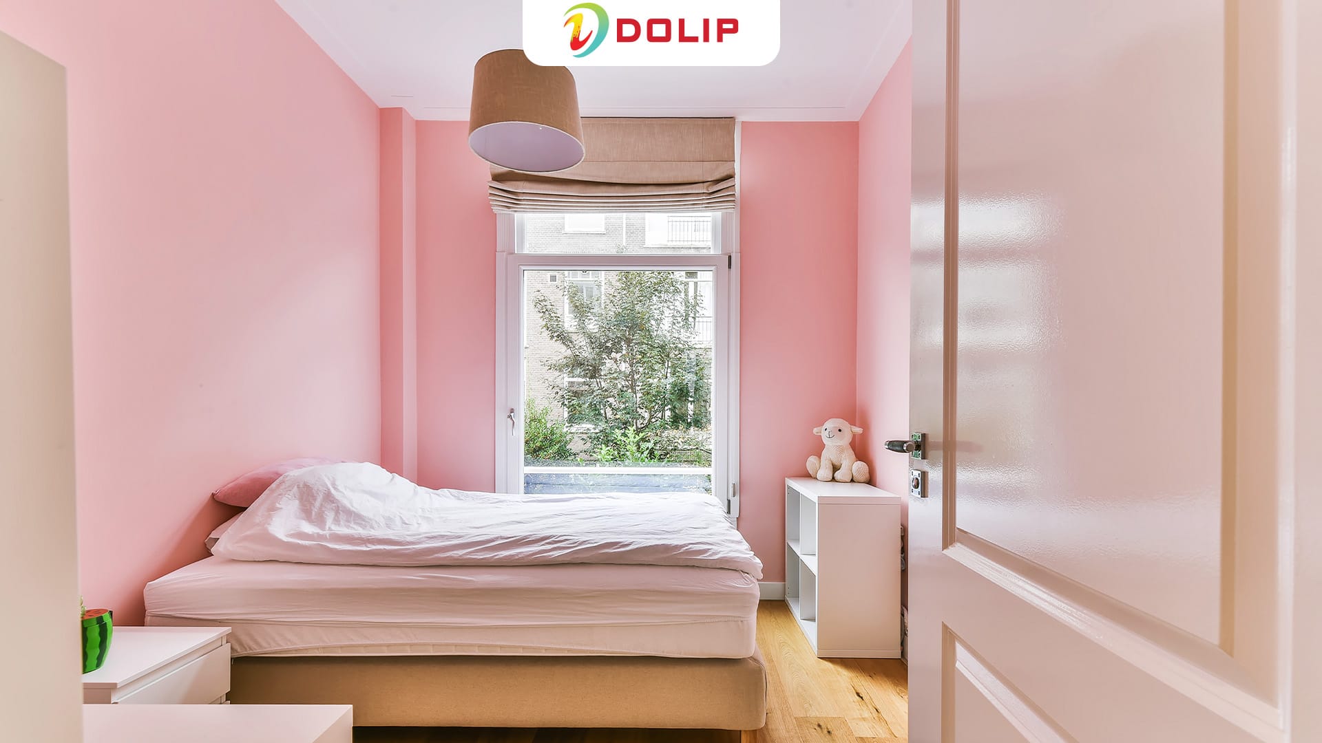 Phòng ngủ màu hồng đào phối cùng sắc trắng tinh khôi - AP96 - 2 + DL - 1