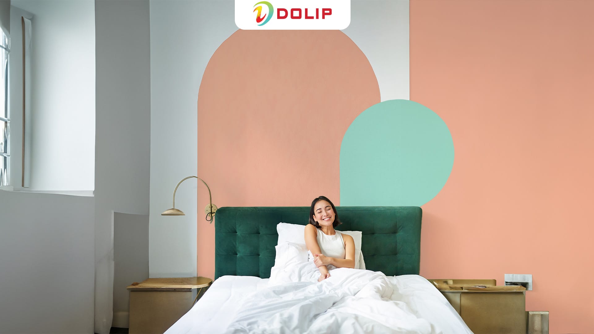 Màu sơn hồng đào phối cùng xanh ngọt nhẹ nhàng - AP95 - 2 + AP71 - 1