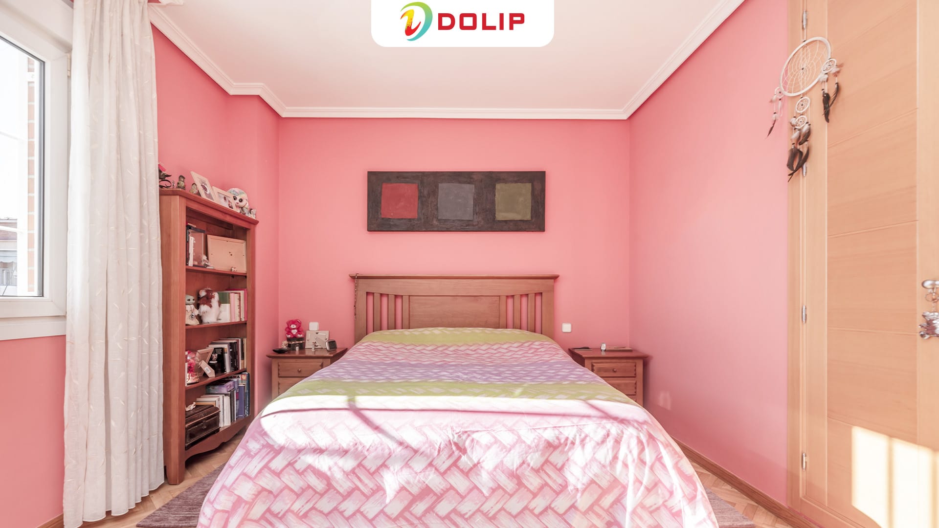 Sơn phòng ngủ màu hồng đào thanh thoát và thanh lịch - AP95 - 2