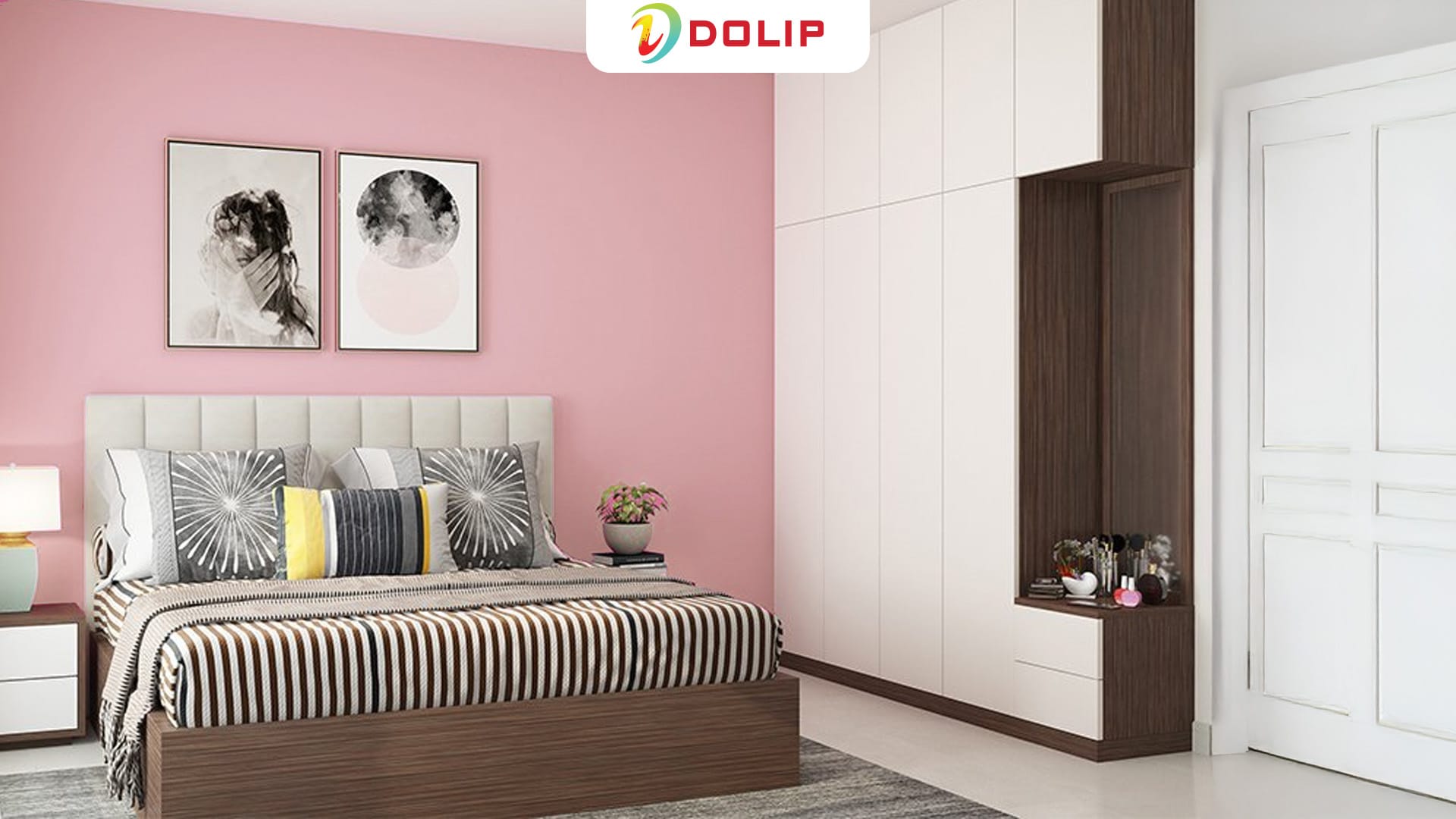 Sơn phòng ngủ màu hồng cam - AP97-2