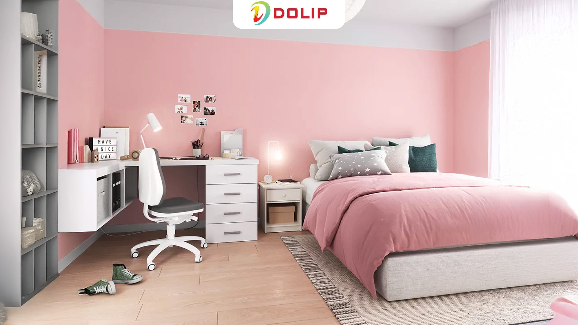 Phòng ngủ sơn màu hồng tím - AP140-2