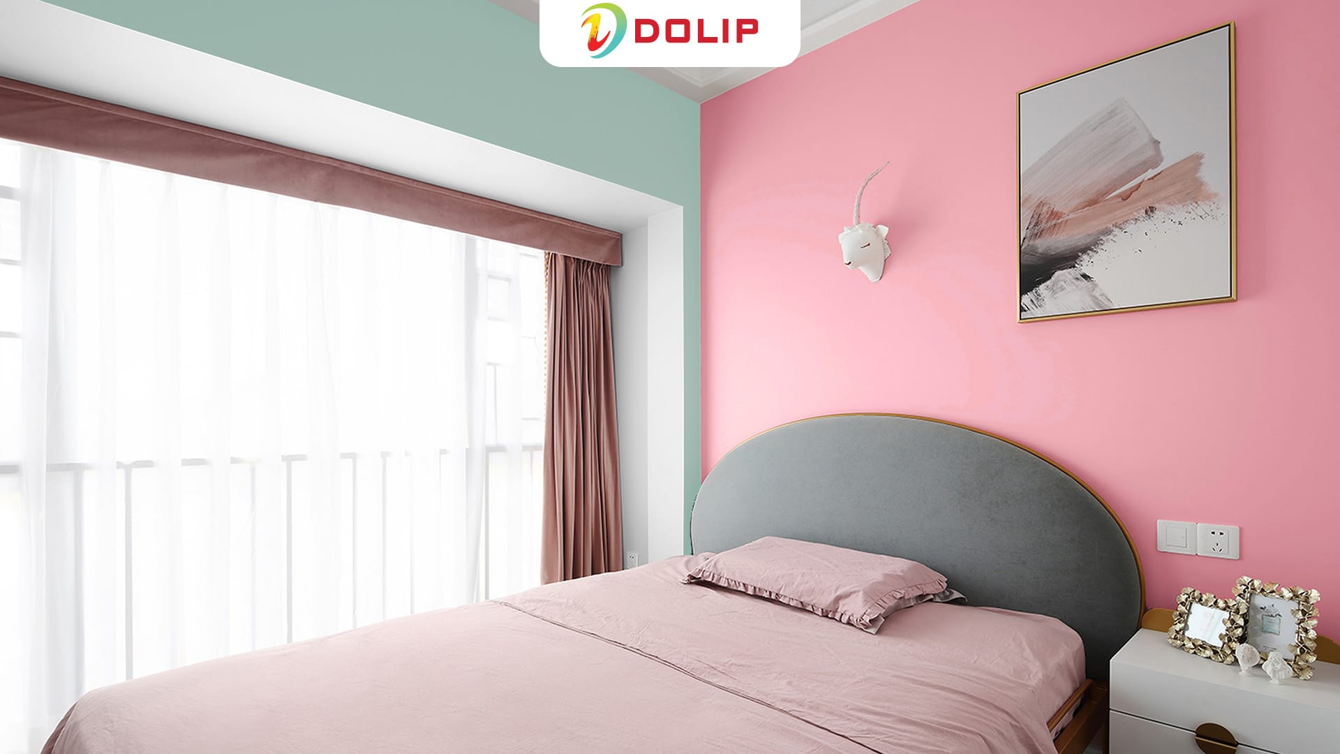 Màu hồng kết hợp cùng xanh ngọt cho phòng ngủ - AP93 - 1 + AP70 - 2