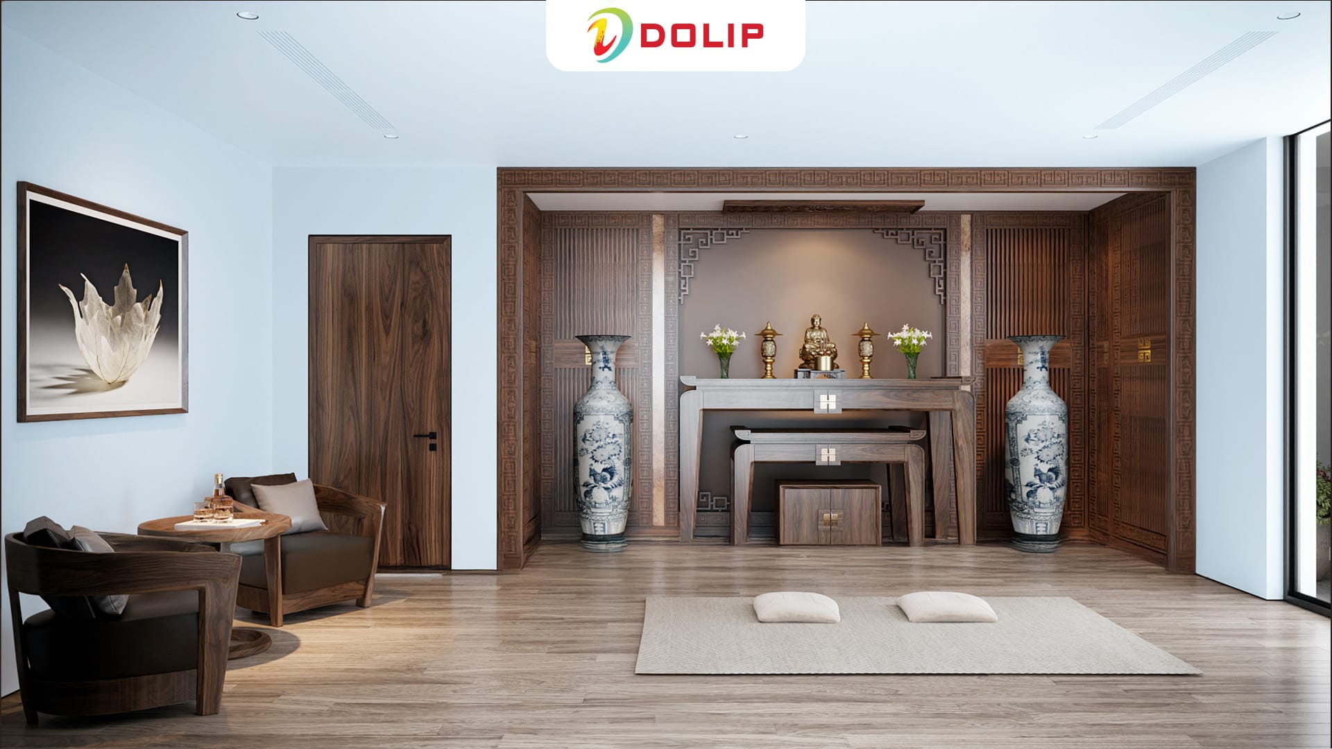Top 30 màu sơn phòng thờ phong thủy đẹp trang nghiêm 12 Khi sơn phòng thờ, người mệnh Mộc nên ưu tiên các tông màu hợp mệnh - AP119-1