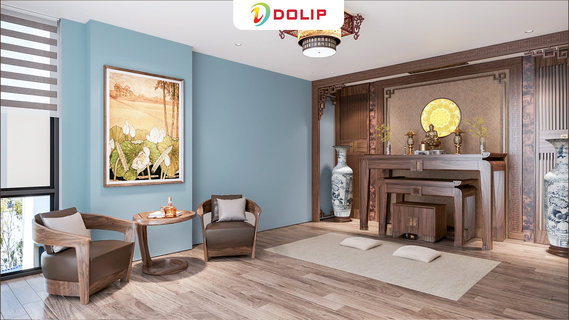Top 30 màu sơn phòng thờ phong thủy đẹp trang nghiêm 16 Màu sơn phòng thờ giúp cân bằng năng lượng cho người mệnh Thủy - DL-2