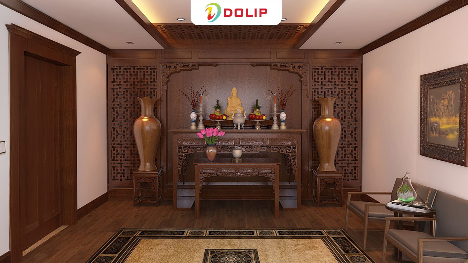 Top 30 màu sơn phòng thờ phong thủy đẹp trang nghiêm 22 Chọn màu sơn phong thủy phòng thờ cho gia chủ mệnh Thổ - AP38-1