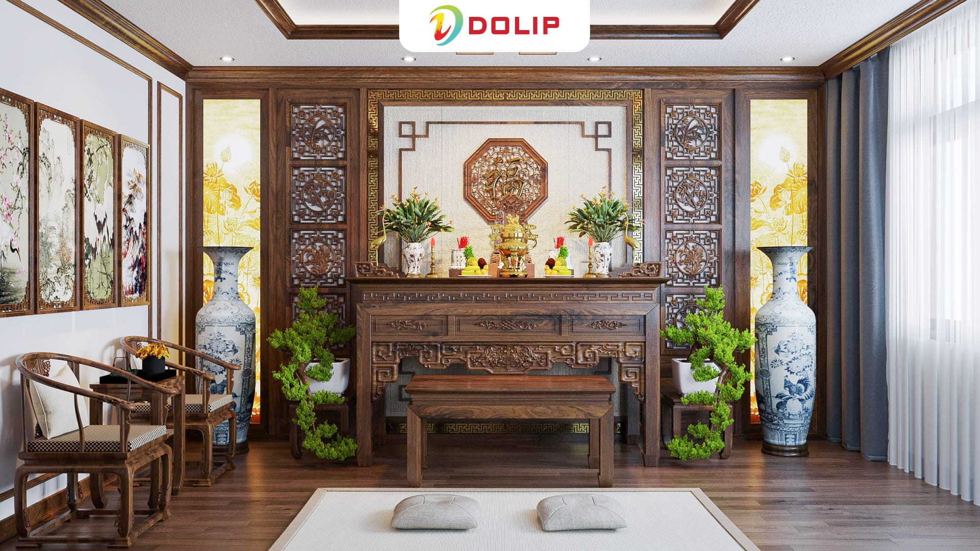 Top 30 màu sơn phòng thờ phong thủy đẹp trang nghiêm 24 Nên chọn màu trung tính để sơn tường phòng thờ