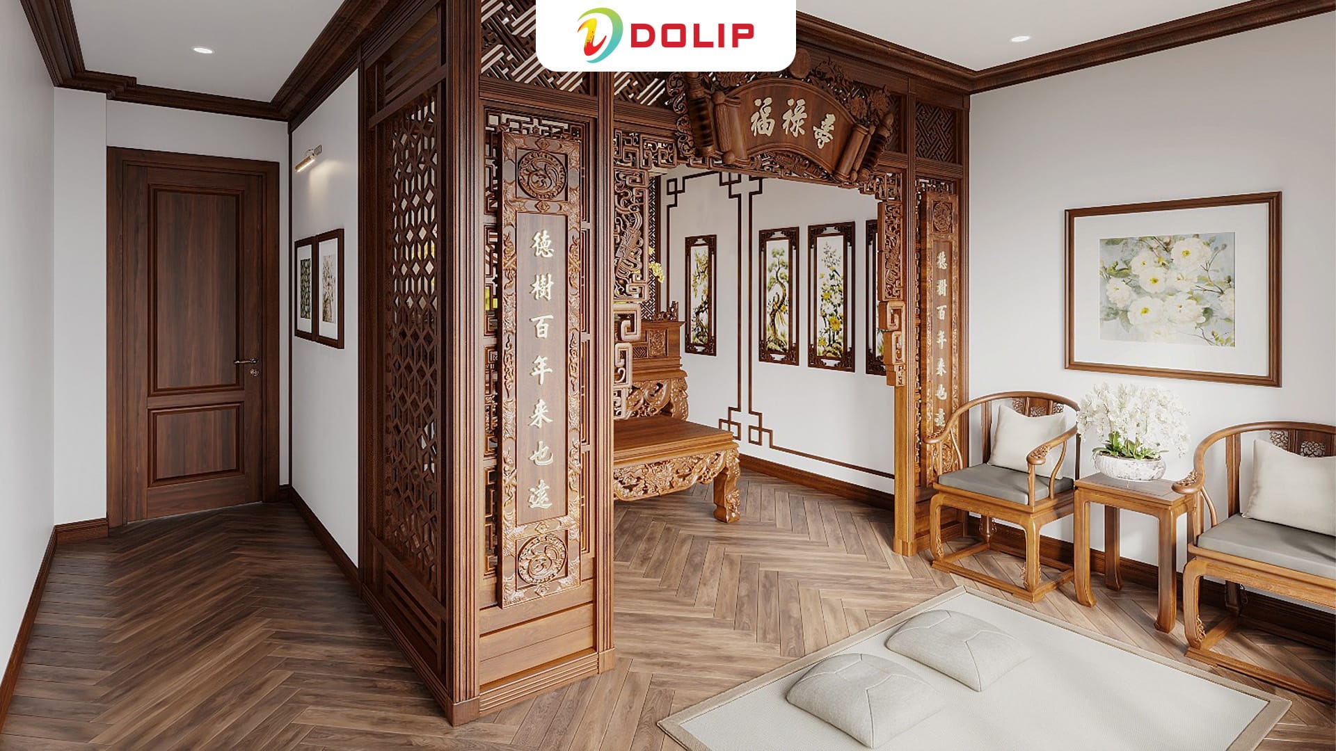 Top 30 màu sơn phòng thờ phong thủy đẹp trang nghiêm 4 Khi chọn màu sơn phòng thờ hợp phong thủy, bạn cũng đang tạo nên một không gian có tính đồng bộ và hài hòa với nội thất thờ tự