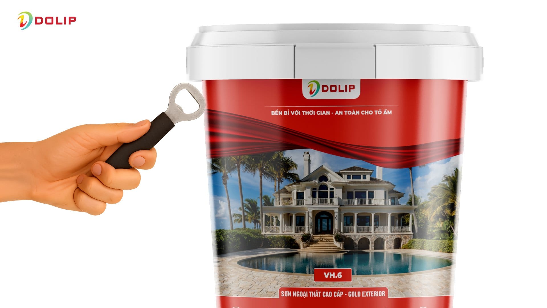 Hướng dẫn cách mở thùng sơn dolip đơn giản nhanh chóng 6 Sử dụng cây khui chữ C chuyên dụng