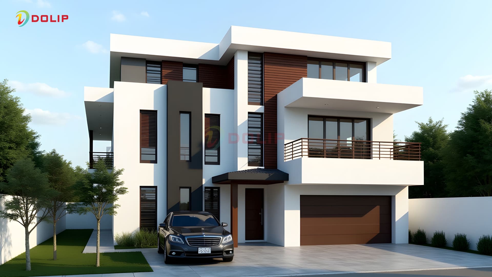 Phối màu sơn biệt thự tương phản