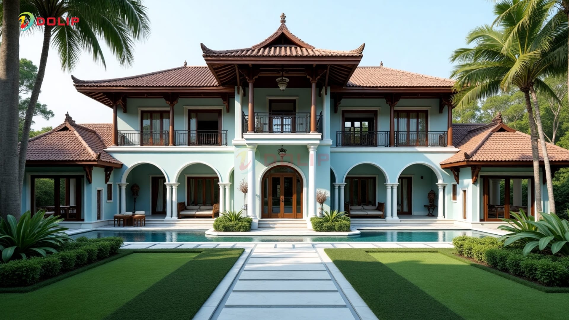 Phối màu sơn biệt thự kiểu Đông Dương - AP18-5