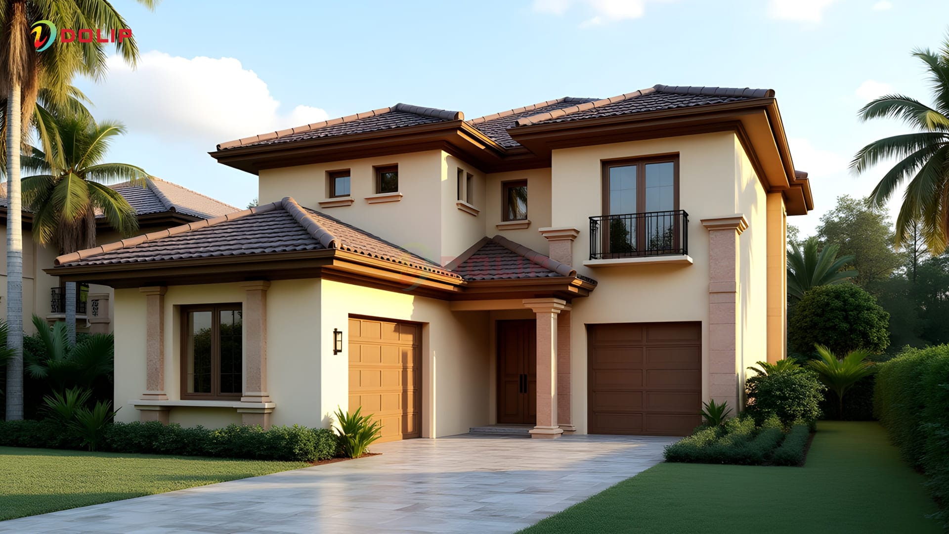 Top 30+ cách phối màu sơn ngoại thất đẹp chuẩn phong cách sống 27 Phối màu ngoại thất nhà với be và nâu đất - AP4-4 & AP31-4