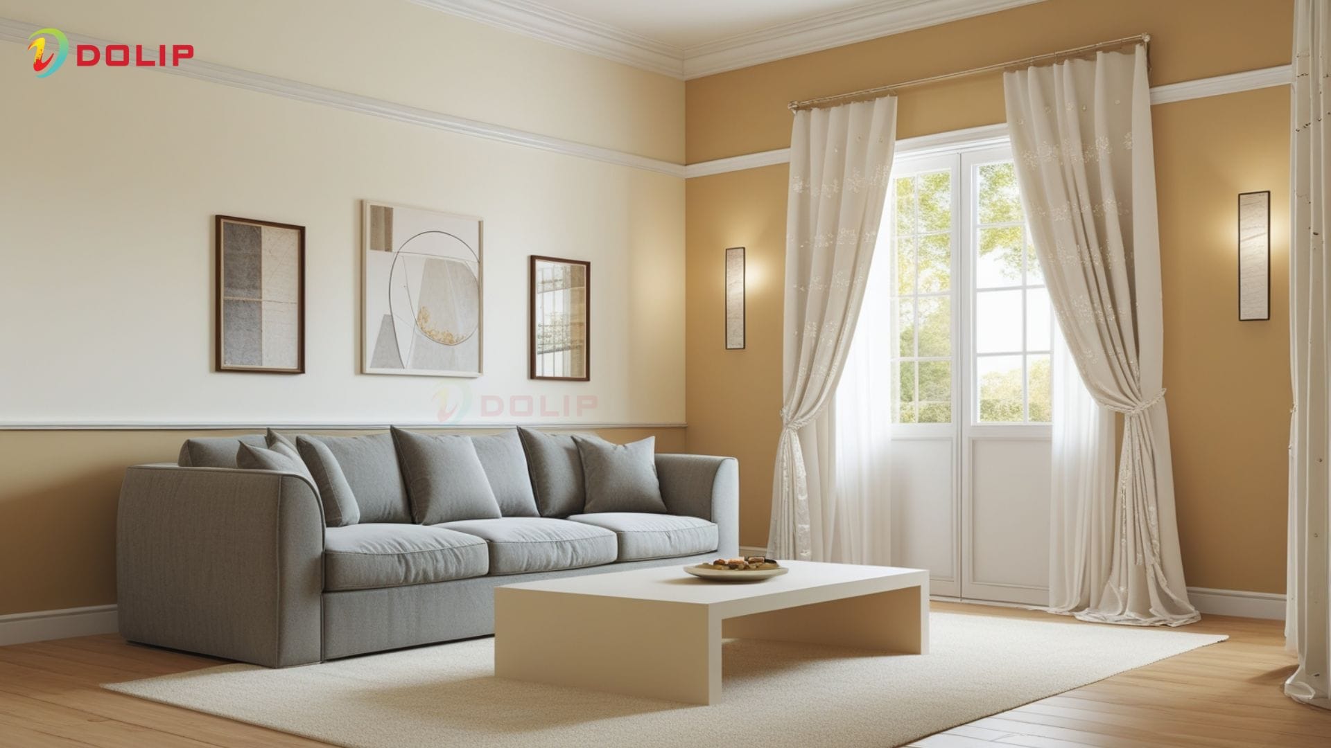 Gợi ý 10+ cách sơn tường 2 màu đẹp mắt, hiện đại, phù hợp mọi không gian 4 Sơn tường hai màu đối xứng