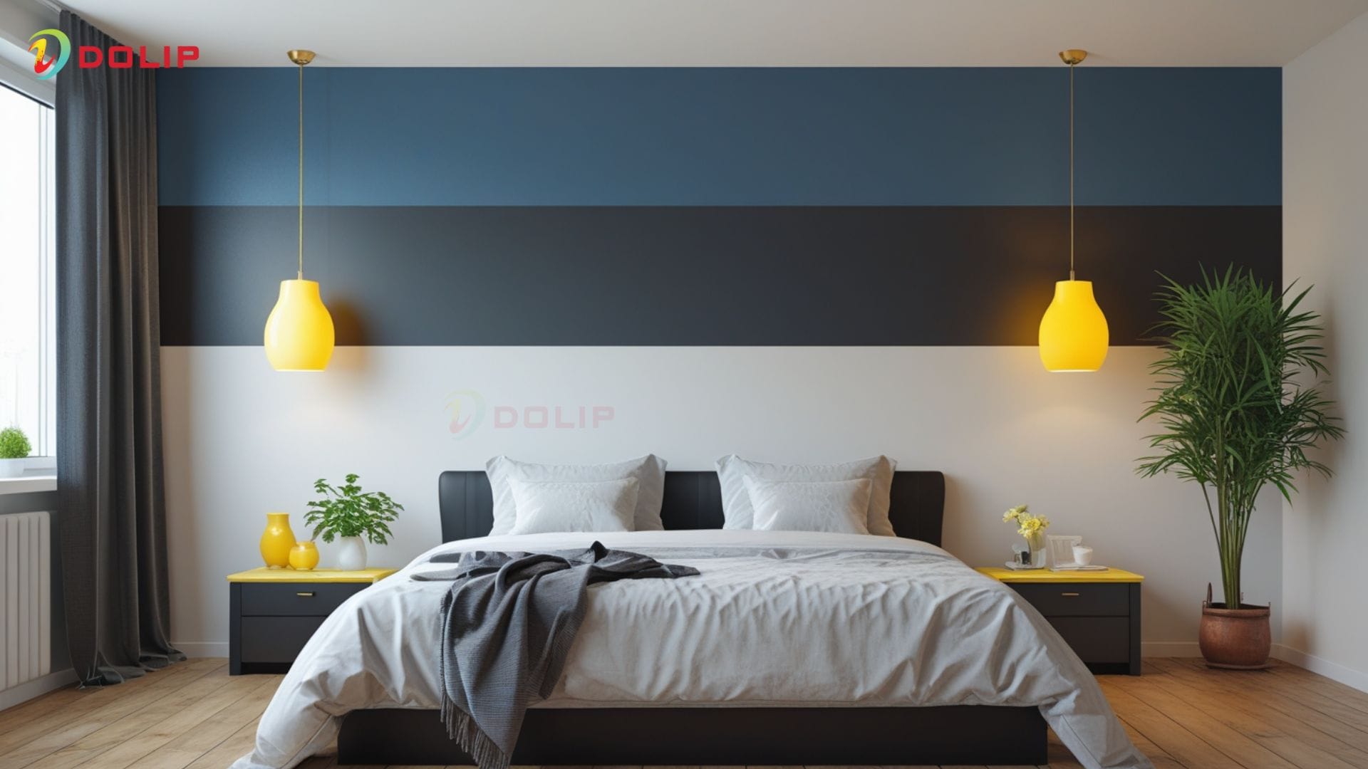 Gợi ý 10+ cách sơn tường 2 màu đẹp mắt, hiện đại, phù hợp mọi không gian 7 Sơn theo mảng ngang 1/3 - 2/3