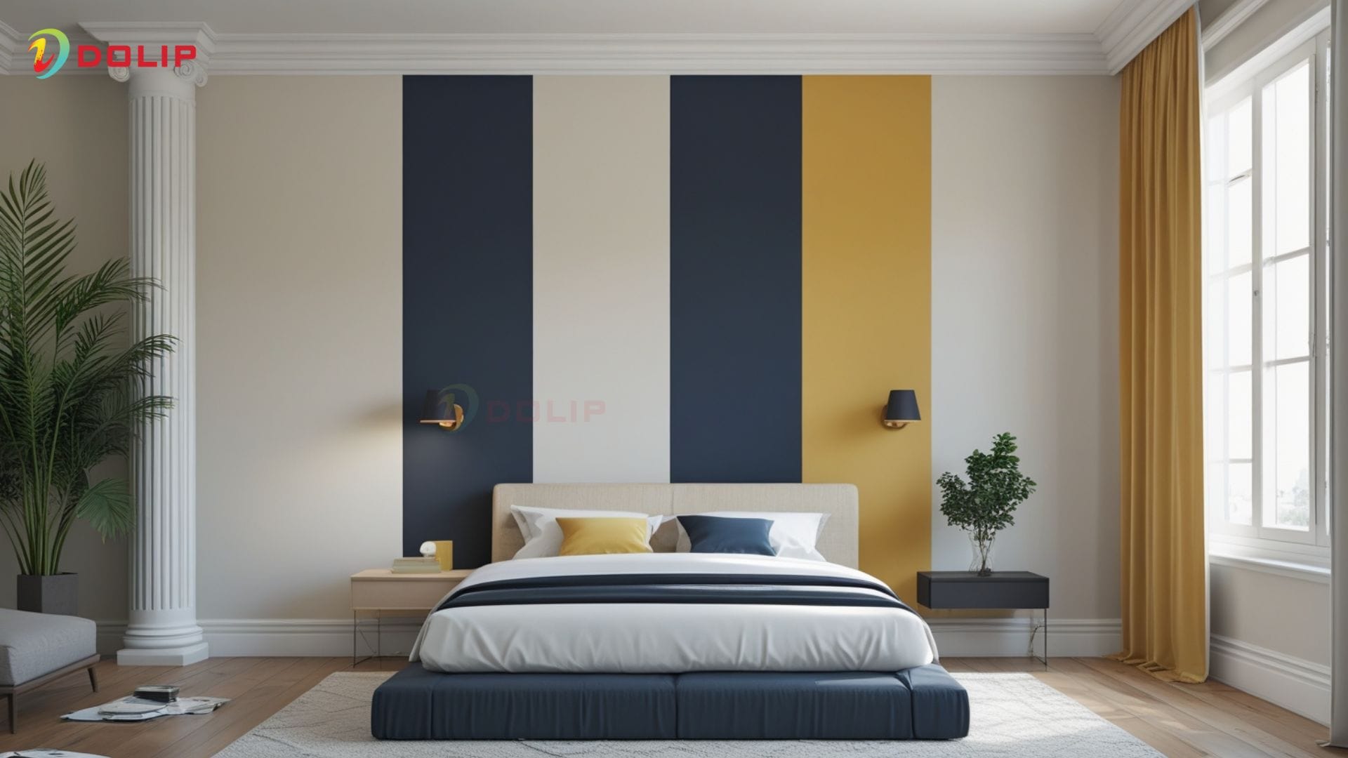Gợi ý 10+ cách sơn tường 2 màu đẹp mắt, hiện đại, phù hợp mọi không gian 8 Cách sơn tường 2 màu chia đôi cân đối 50/50