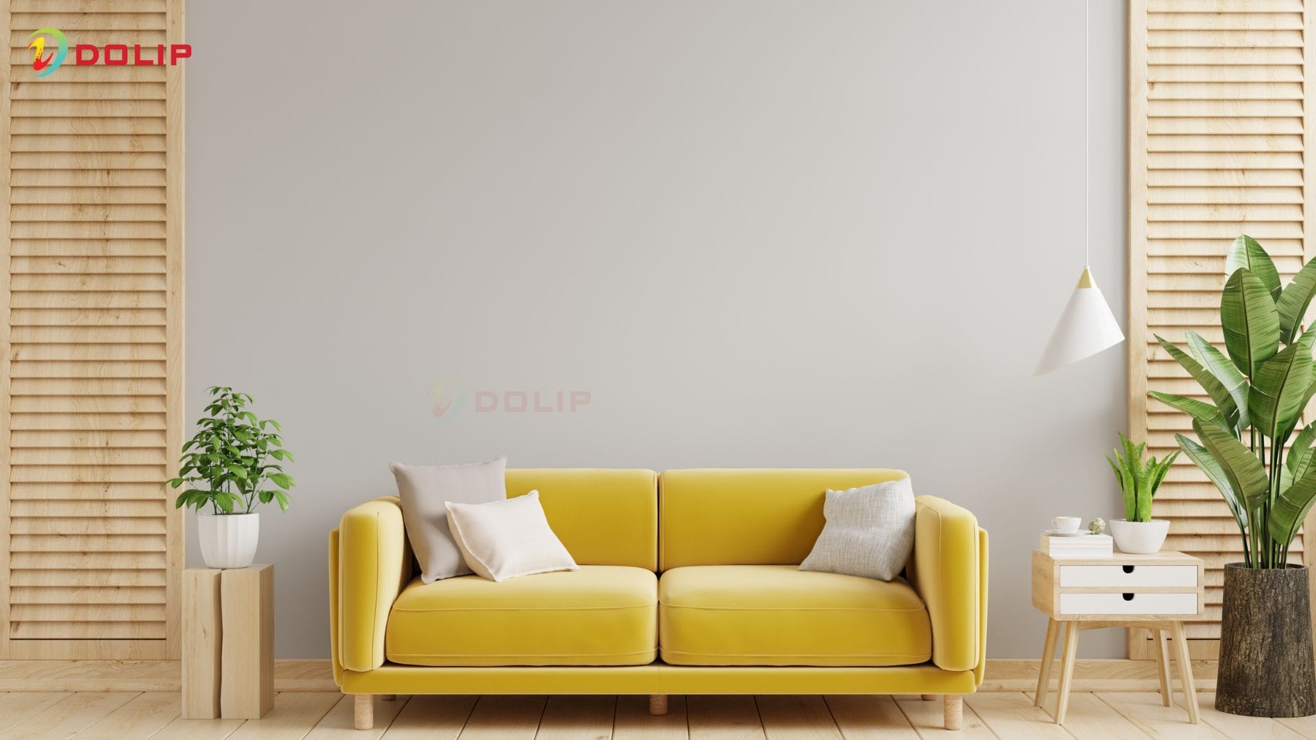 Hướng Dẫn Phối Màu Sơn Nhà với 20+ mẫu xu hướng phù hợp phong thủy nhất hiện nay 2 Phối màu phòng khách phong cách tối giản đơn sắc - DL1-2(S)