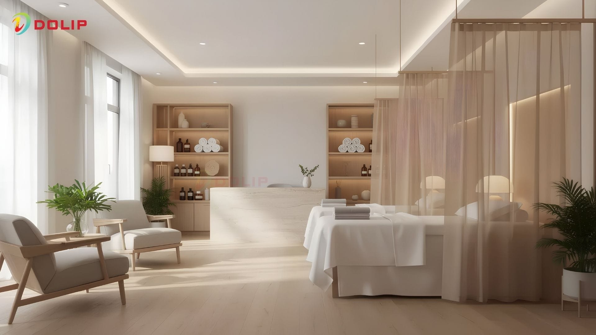 Phối màu sơn xám nhạt cho phòng chờ spa thanh lịch - AP53-1(S)