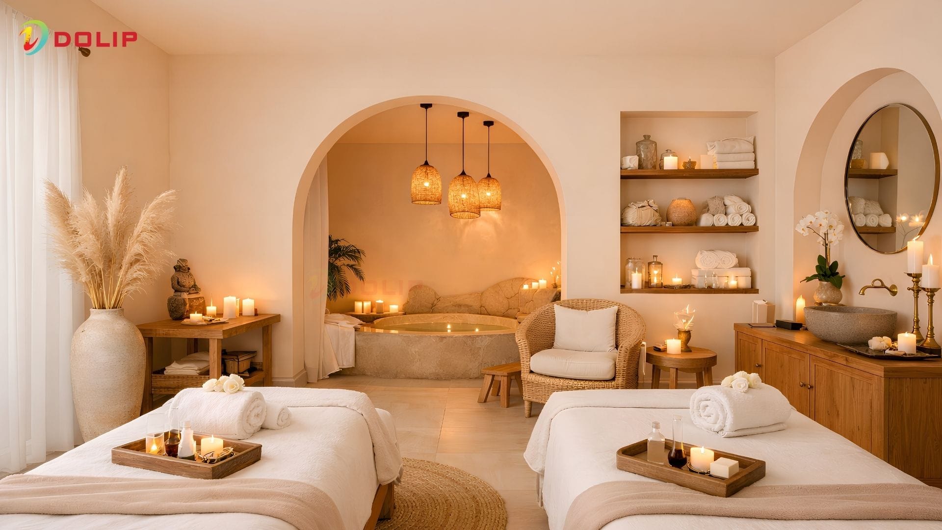 Thiết kế spa tông màu vàng kem ấm áp hợp mệnh Thổ - AP29-1(S)